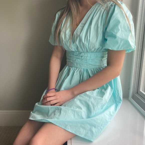 Zara turquoise poplin dress size S (brand new) - Picture 3 of 4